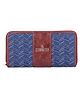 The Clownfish Aria Collection Tapestry Fabric & Faux Leather Zip Around Style Wallet With Card Holders Striped - Blue 