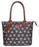 The Clownfish Percy Printed Handicraft Fabric Handbag - Dark Grey 