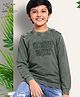 Arias Cotton Terry Sweatshirt with quilited shoulder and Applique embroidery -olive