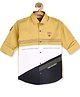 CAVIO Full Sleeves There Is No Such Thing Printed Colour Blocked Shirt - Gold
