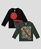 The Sandbox Clothing Co Pack Of 2 Full Sleeves Basketball & Awesome Printed Tees - Black & Olive Green