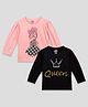 The Sandbox Clothing Co Pack Of 2 Full Sleeves Doll & Queen Printed Tees - Pink & Black