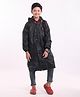 Clownfish Full Sleeves Double Coating Reversible Longcoat Raincoat - Black