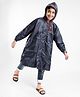 Clownfish Full Sleeves Double Coating Reversible Longcoat Raincoat - Blue