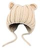 MOMISY Knitted Woolen Earlap Cap With Knot Beige - Diameter  48 cm
