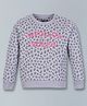 Plum Tree Full Sleeves All Over Leopard Printed Unfollow Ruled Text Detailed Sweatshirt - Grey