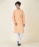 Tabard Pure Cotton Full Sleeves Dots Pattern Printed Kurta - Peach