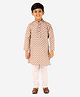 P-MARK Full Sleeves Ethnic Floral Motif Printed Kurta & Pyjama Set - Brown