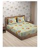 Hosta Homes Gsm Glaced Cotton Cartoon Printed Double Bed Sheet With 2 Pillow Covers - Beige