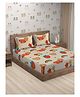 Hosta Homes 280 GSM  Glaced Cotton Cartoon Printed Double Bed Sheet With 2 Pillow Covers - Beige