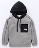 Ollypop Cotton Looper Full Sleeves Solid Color Hooded Sweatshirt - Grey & Black