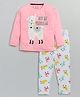 Little Marine Full Sleeves Llama Printed Night Suit - Pink