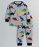 Little Marine Full Sleeves Dinosaurs Printed Night Suit - Grey