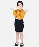 Aww Hunnie Full Sleeves Crop Sweatshirt With Mini Bow Applique Detail & Pencil Skirt Set - Mustard Yellow & Black