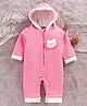 Little Kangaroos Full Sleeves Winter Wear Romper Cat Applique - Pink