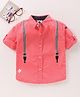 TONYBOY Full Sleeves Mock Suspender Style Placement Printed Shirt - Peach