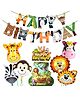 Zyozi Jungle Safari Happy Birthday Decoration Kids,Animal Birthday Decoration, Green - Pack of 8