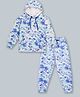 Kiddopanti Full Sleeves Tie & Dye Print Hoodie Sweatshirt & Track Pants Fleece Set - Light Blue & Royal Blue