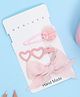 Yellow Bee Set Of 3 Fabric & Metal Bow & Heart Detailed Tic Tac and Aligator Hair Clips - Pink