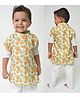 KNITROOT Full Sleeves Genda Phool Print Kurta With Pyjama - White Orange