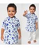 KNITROOT Full Sleeves Evil Eye Print Kurta With Pyjama - White Blue