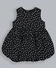 Shoppertree  Sleeveless Polka Dots Printed & Pleated Dress - Black