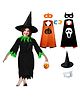 Sarvda California Horror Halloween Theme Cosplay Devil Witch Three Fourth Sleeves Costume Set  - Orange & Black