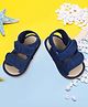 Baby Moo Anti Skid Toe Open Booties - Navy Blue