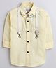 Polka Tots Full Sleeves Solid Party Shirt With Moustache Wood Bow Tie & Striped Suspender - Yellow