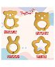 TinyBee Koala, Panda, Star & Bunny Wooden Teethers Pack of 4 - Brown