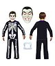 Sarvda Halloween Theme Full Sleeves Skeleton Costume With Dracula Mask & Teeth Prop - Black