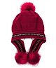 MOMISY Girl's Winter Pom-Pom Earflap Cap (Red)-Diameter 44 cm-  Diameter- 44 cm