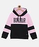 3PIN Full Sleeves Bonjour Colorblocked Hooded Sweatshirt - Pink