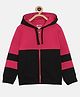 3PIN Full Sleeves Colorblocked Hooded Sweatshirt - Fuschia Pink
