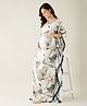 The Kaftan Company Three Fourth Batwing Sleeves Seamless Digital Vintage Floral Printed Kaftan Maternity Feeding Lounge Dress - Off White