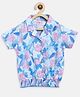 Tales & Stories Half Sleeves Tropical Print Top - Sky Blue