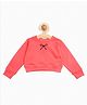 Aww Hunnie Full Sleeves Bow Detailed Winter Wear Crop Sweatshirt - Peach