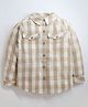 Cherry Crumble By Nitt Hyman Full Sleeves Gingham Block Checked Winter Warm Shirt - Beige