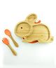 Starkiddo Rabbit Bamboo Suction Plate and Learning Weaning Set - Orange