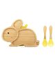 Starkiddo Rabbit Bamboo Suction Plate and Learning Weaning Set - Yellow