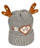 Miss Diva Love Text Detailed Reindeer Cap - Grey