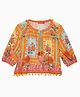 Biba Orange Rayon Top with round neckline