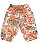 Young Birds Geometric Patterns Tropical Leaves All Over Printed Balloon Pajamas - White & Orange