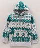 Earth Conscious Full Sleeves All Over Aztec Design Printed Hooded Fleece Sweatshirt - Green