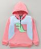 Earth Conscious Fleece Full Sleeves Dino Printed Hooded Sweatshirt - Pink Sky Blue
