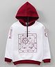 Earth Conscious Full Sleeves Tarot Printed Color Blocked Fleece Hoodie Sweatshirt - White & Maroon