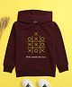 NUSYL Full Sleeves Think Outside The Box & XO Printed Hooded Sweatshirt - Maroon