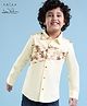 Arias 100% Cotton Full Sleeve Shirt With Cut & Sew with Print Panel and Back Embroidery - Cream