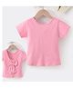 Kookie Kids International Half Sleeves Solid Top With Bow Detailing- Pink