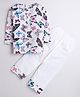 Polka Tots Full Sleeves Butterfly Print Kurta Pyjama Night Suit - White